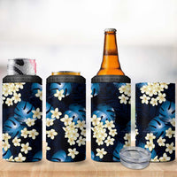 Blue Tropical Hawaii 4 in 1 Can Cooler Tumbler Seamless Monstera Plumeria Hawaiian Pattern - Polynesian Pride