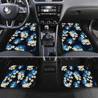 Blue Tropical Hawaii Car Mats Seamless Monstera Plumeria Hawaiian Pattern - Polynesian Pride