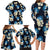 Blue Tropical Hawaii Family Matching Long Sleeve Bodycon Dress and Hawaiian Shirt Seamless Monstera Plumeria Hawaiian Pattern - Polynesian Pride