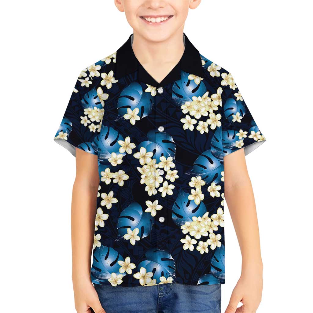 Blue Tropical Hawaii Family Matching Puletasi and Hawaiian Shirt Seamless Monstera Plumeria Hawaiian Pattern - Polynesian Pride