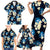 Blue Tropical Hawaii Family Matching Short Sleeve Bodycon Dress and Hawaiian Shirt Seamless Monstera Plumeria Hawaiian Pattern - Polynesian Pride