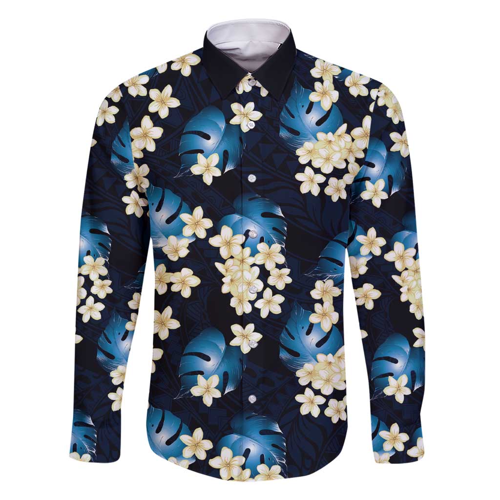 Blue Tropical Hawaii Family Matching Short Sleeve Bodycon Dress and Hawaiian Shirt Seamless Monstera Plumeria Hawaiian Pattern - Polynesian Pride