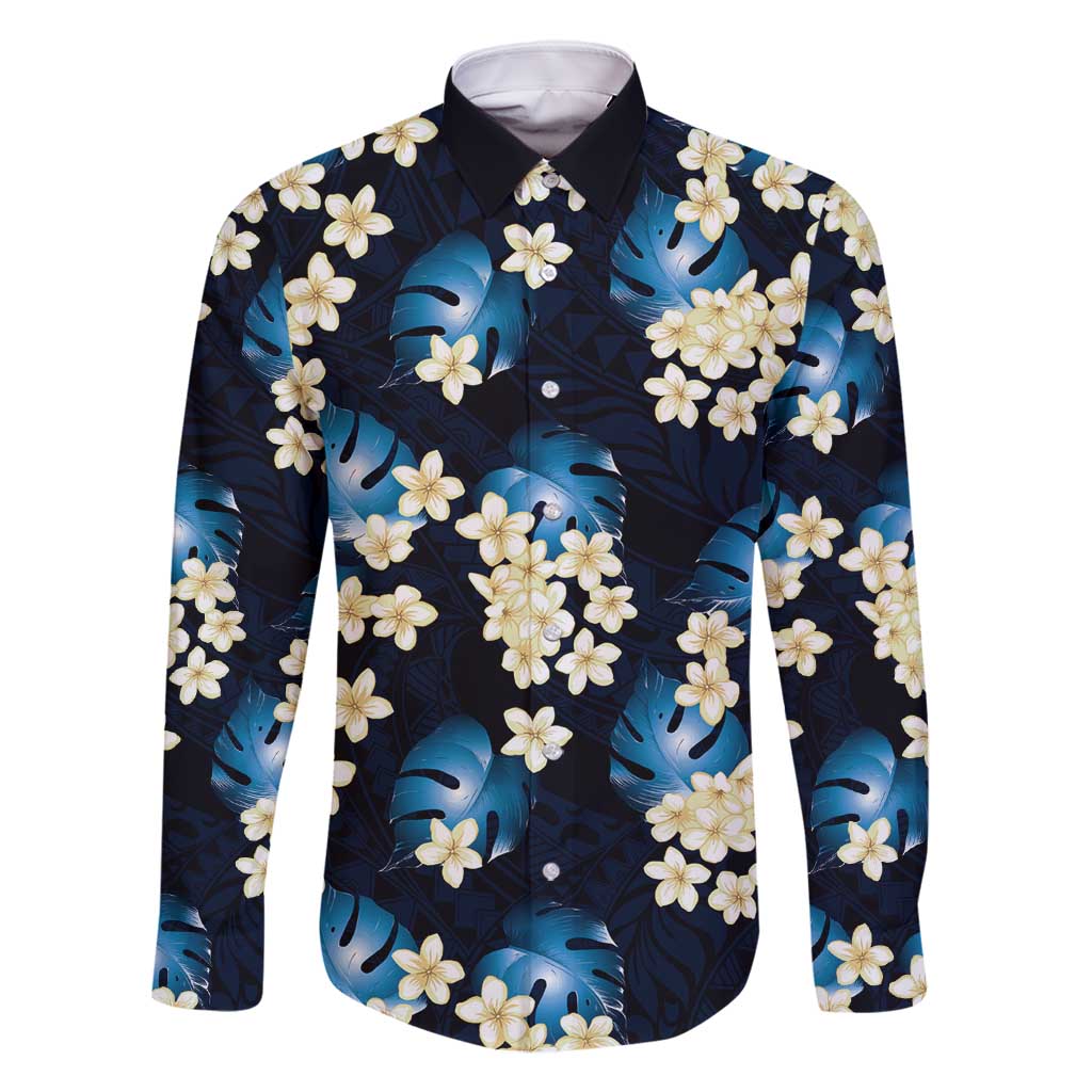 Blue Tropical Hawaii Family Matching Tank Maxi Dress and Hawaiian Shirt Seamless Monstera Plumeria Hawaiian Pattern - Polynesian Pride