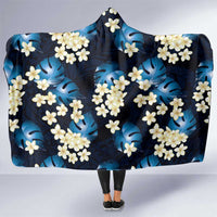 Blue Tropical Hawaii Hooded Blanket Seamless Monstera Plumeria Hawaiian Pattern - Polynesian Pride