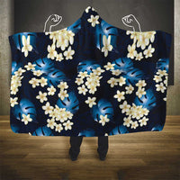 Blue Tropical Hawaii Hooded Blanket Seamless Monstera Plumeria Hawaiian Pattern - Polynesian Pride