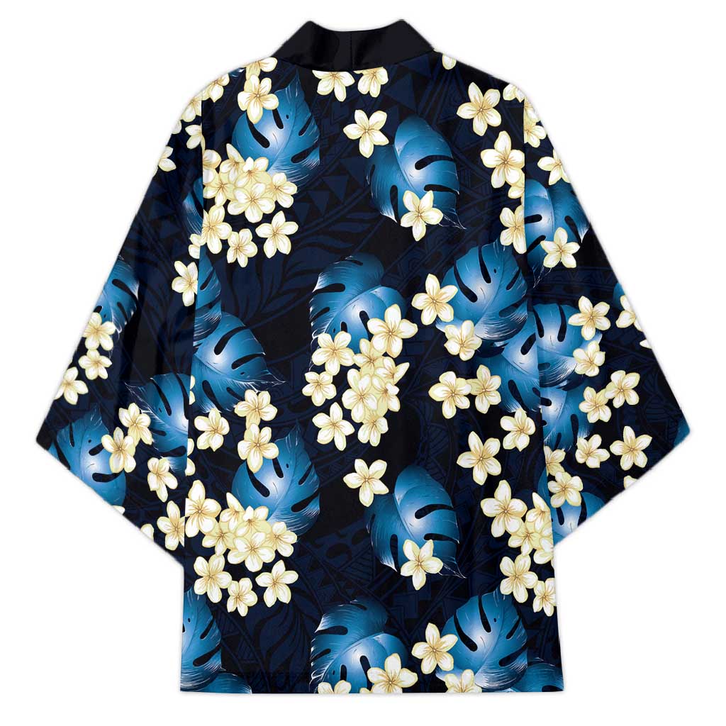 Blue Tropical Hawaii Kimono Seamless Monstera Plumeria Hawaiian Pattern - Polynesian Pride
