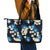 Blue Tropical Hawaii Leather Tote Bag Seamless Monstera Plumeria Hawaiian Pattern - Polynesian Pride
