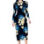 Blue Tropical Hawaii Long Sleeve Bodycon Dress Seamless Monstera Plumeria Hawaiian Pattern - Polynesian Pride