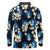 Blue Tropical Hawaii Long Sleeve Polo Shirt Seamless Monstera Plumeria Hawaiian Pattern - Polynesian Pride