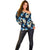 Blue Tropical Hawaii Off Shoulder Sweater Seamless Monstera Plumeria Hawaiian Pattern - Polynesian Pride