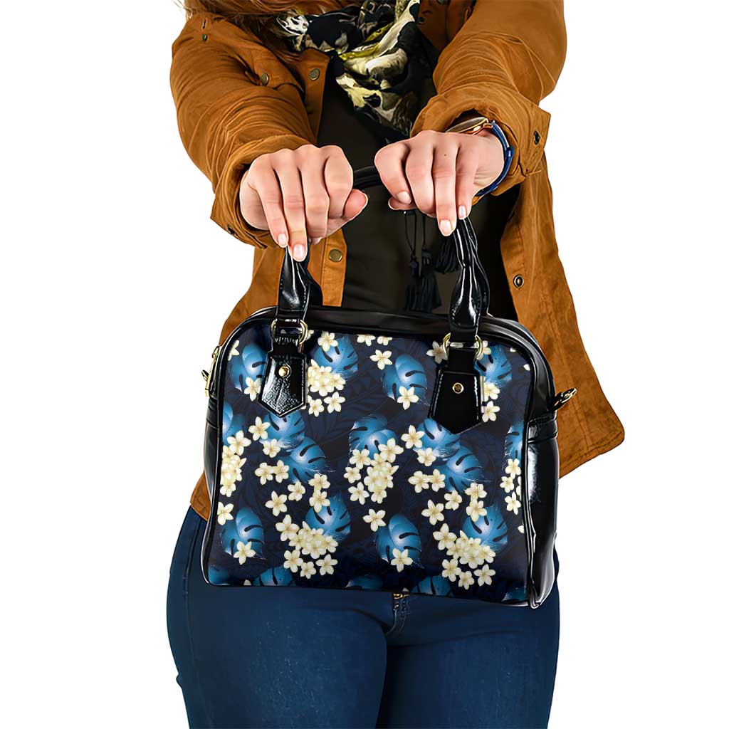Blue Tropical Hawaii Shoulder Handbag Seamless Monstera Plumeria Hawaiian Pattern - Polynesian Pride