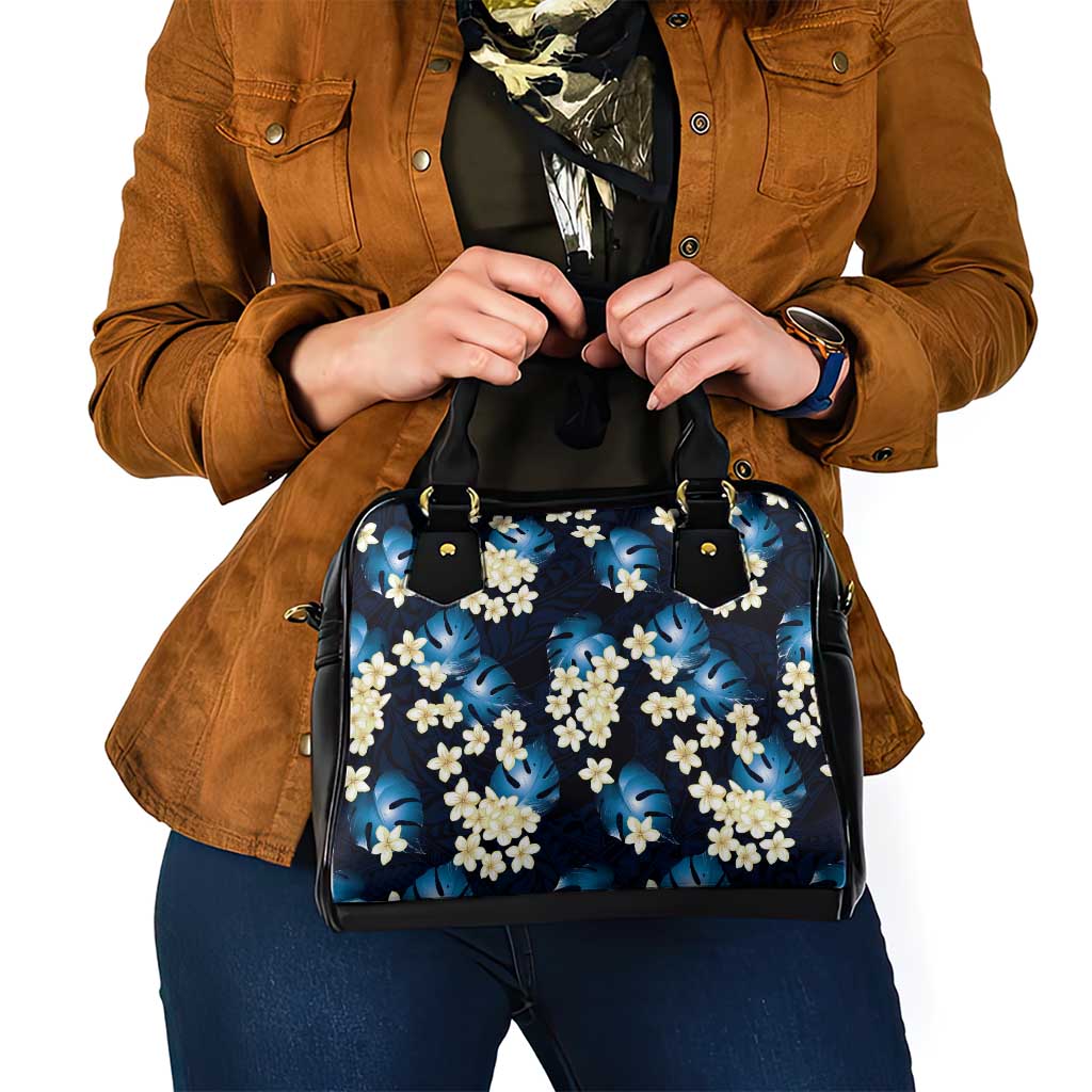 Blue Tropical Hawaii Shoulder Handbag Seamless Monstera Plumeria Hawaiian Pattern - Polynesian Pride