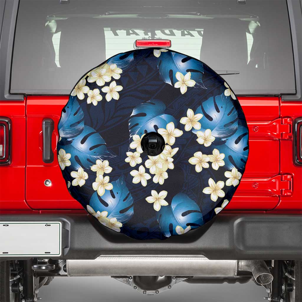 Blue Tropical Hawaii Spare Tire Cover Seamless Monstera Plumeria Hawaiian Pattern - Polynesian Pride