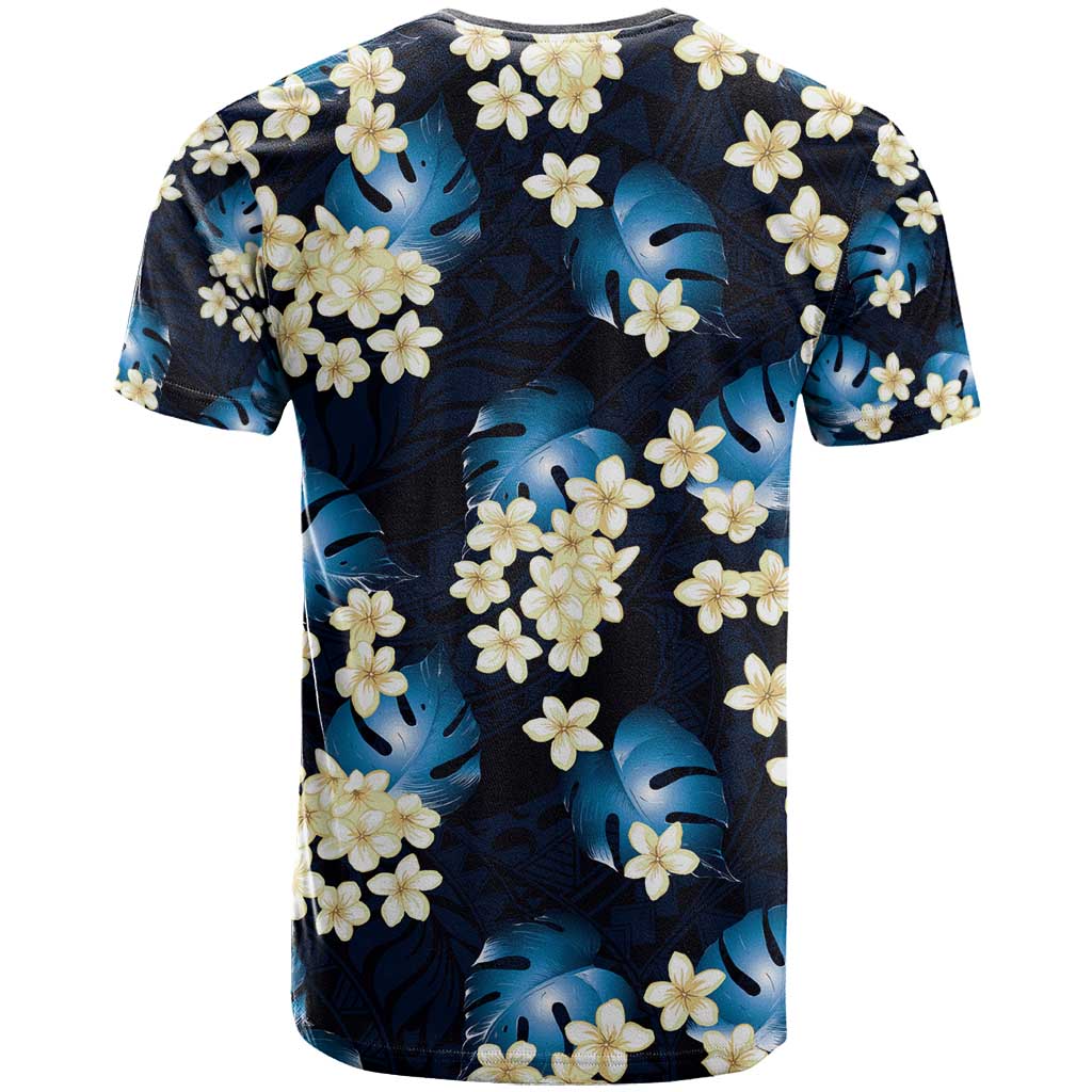 Blue Tropical Hawaii T Shirt Seamless Monstera Plumeria Hawaiian Pattern - Polynesian Pride