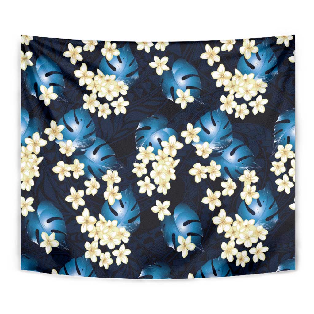 Blue Tropical Hawaii Tapestry Seamless Monstera Plumeria Hawaiian Pattern - Polynesian Pride