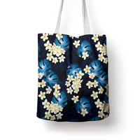 Blue Tropical Hawaii Tote Bag Seamless Monstera Plumeria Hawaiian Pattern - Polynesian Pride
