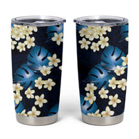 Blue Tropical Hawaii Tumbler Cup Seamless Monstera Plumeria Hawaiian Pattern - Polynesian Pride