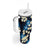 Blue Tropical Hawaii Tumbler With Handle Seamless Monstera Plumeria Hawaiian Pattern - Polynesian Pride