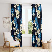 Blue Tropical Hawaii Window Curtain Seamless Monstera Plumeria Hawaiian Pattern - Polynesian Pride