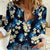 Blue Tropical Hawaii Women Casual Shirt Seamless Monstera Plumeria Hawaiian Pattern - Polynesian Pride