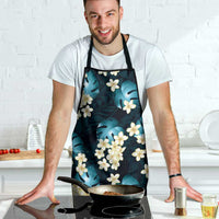 Dark Cyan Tropical Hawaii Apron Seamless Monstera Plumeria Hawaiian Pattern - Polynesian Pride