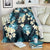 Dark Cyan Tropical Hawaii Blanket Seamless Monstera Plumeria Hawaiian Pattern - Polynesian Pride