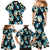 Dark Cyan Tropical Hawaii Family Matching Mermaid Dress and Hawaiian Shirt Seamless Monstera Plumeria Hawaiian Pattern - Polynesian Pride