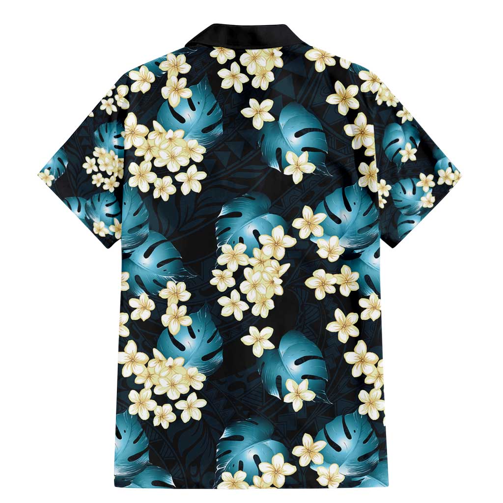 Dark Cyan Tropical Hawaii Family Matching Mermaid Dress and Hawaiian Shirt Seamless Monstera Plumeria Hawaiian Pattern - Polynesian Pride