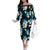 Dark Cyan Tropical Hawaii Family Matching Off The Shoulder Long Sleeve Dress and Hawaiian Shirt Seamless Monstera Plumeria Hawaiian Pattern - Polynesian Pride