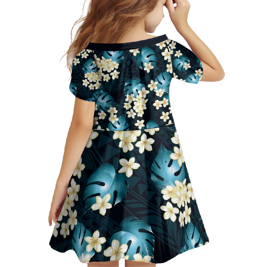 Dark Cyan Tropical Hawaii Family Matching Off Shoulder Maxi Dress and Hawaiian Shirt Seamless Monstera Plumeria Hawaiian Pattern - Polynesian Pride