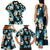 Dark Cyan Tropical Hawaii Family Matching Tank Maxi Dress and Hawaiian Shirt Seamless Monstera Plumeria Hawaiian Pattern - Polynesian Pride