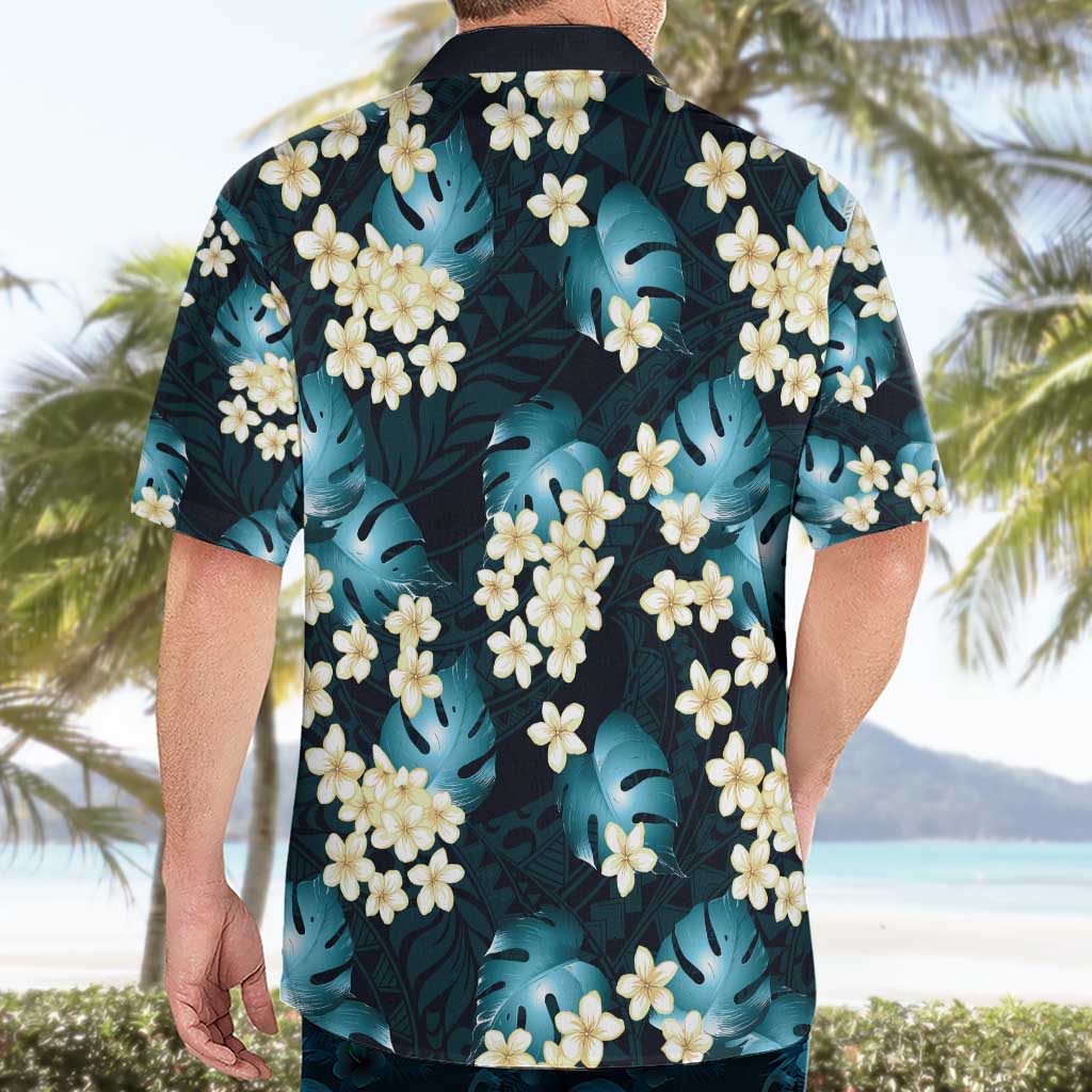 Dark Cyan Tropical Hawaii Hawaiian Shirt Seamless Monstera Plumeria Hawaiian Pattern - Polynesian Pride