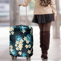 Dark Cyan Tropical Hawaii Luggage Cover Seamless Monstera Plumeria Hawaiian Pattern - Polynesian Pride