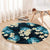 Dark Cyan Tropical Hawaii Round Carpet Seamless Monstera Plumeria Hawaiian Pattern - Polynesian Pride