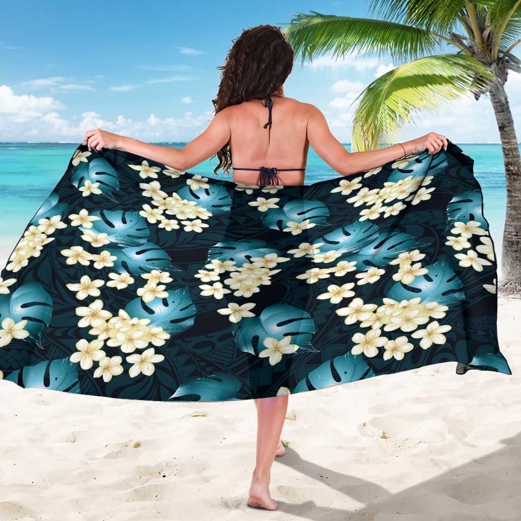 Dark Cyan Tropical Hawaii Sarong Seamless Monstera Plumeria Hawaiian Pattern - Polynesian Pride