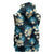 Dark Cyan Tropical Hawaii Sleeveless Hoodie Seamless Monstera Plumeria Hawaiian Pattern - Polynesian Pride