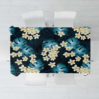 Dark Cyan Tropical Hawaii Tablecloth Seamless Monstera Plumeria Hawaiian Pattern - Polynesian Pride