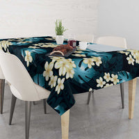 Dark Cyan Tropical Hawaii Tablecloth Seamless Monstera Plumeria Hawaiian Pattern - Polynesian Pride