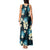 Dark Cyan Tropical Hawaii Tank Maxi Dress Seamless Monstera Plumeria Hawaiian Pattern - Polynesian Pride