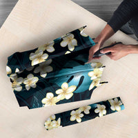 Dark Cyan Tropical Hawaii Umbrella Seamless Monstera Plumeria Hawaiian Pattern - Polynesian Pride