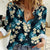 Dark Cyan Tropical Hawaii Women Casual Shirt Seamless Monstera Plumeria Hawaiian Pattern - Polynesian Pride