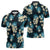 Dark Cyan Tropical Hawaii Zipper Polo Shirt Seamless Monstera Plumeria Hawaiian Pattern - Polynesian Pride
