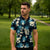 Dark Cyan Tropical Hawaii Zipper Polo Shirt Seamless Monstera Plumeria Hawaiian Pattern - Polynesian Pride