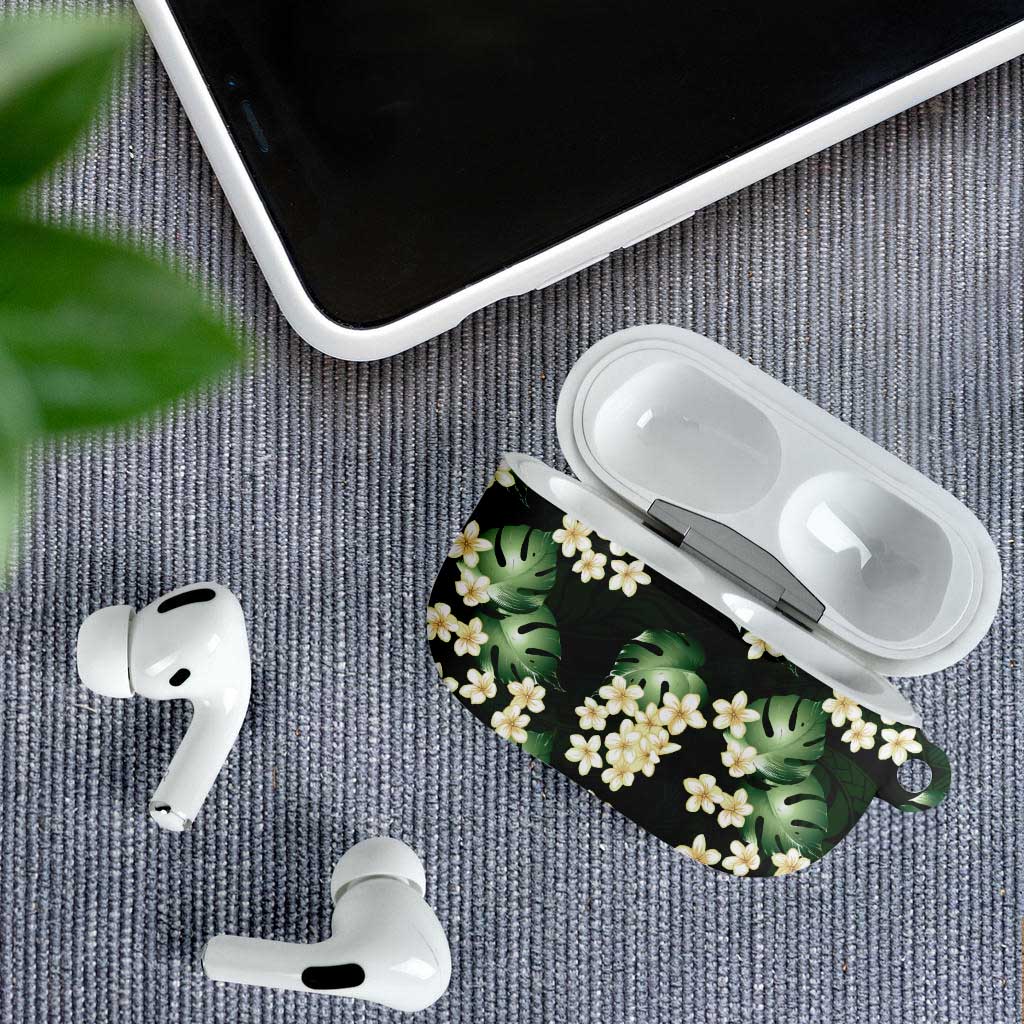 Green Tropical Hawaii AirPods Case Seamless Monstera Plumeria Hawaiian Pattern - Polynesian Pride