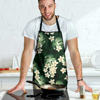 Green Tropical Hawaii Apron Seamless Monstera Plumeria Hawaiian Pattern - Polynesian Pride