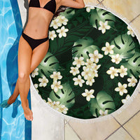 Green Tropical Hawaii Beach Blanket Seamless Monstera Plumeria Hawaiian Pattern - Polynesian Pride