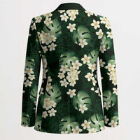 Green Tropical Hawaii Blazer Seamless Monstera Plumeria Hawaiian Pattern - Polynesian Pride