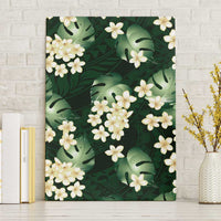 Green Tropical Hawaii Canvas Wall Art Seamless Monstera Plumeria Hawaiian Pattern - Polynesian Pride