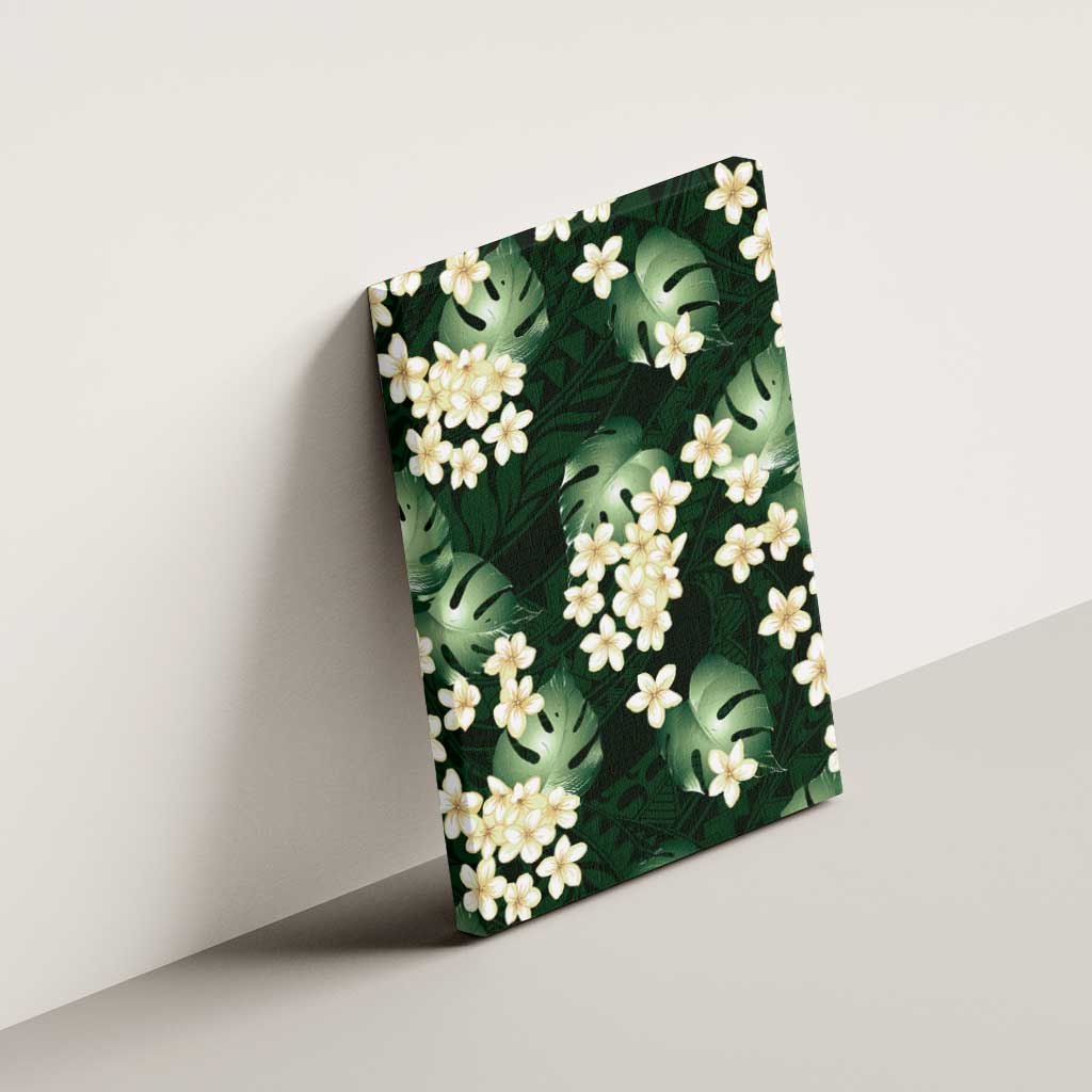Green Tropical Hawaii Canvas Wall Art Seamless Monstera Plumeria Hawaiian Pattern - Polynesian Pride