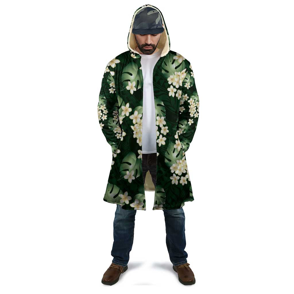 Green Tropical Hawaii Cloak Seamless Monstera Plumeria Hawaiian Pattern - Polynesian Pride